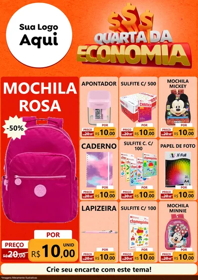 Modelo de Encarte para Encarte A4 Vertical com o tema Quarta da Economia para Papelaria