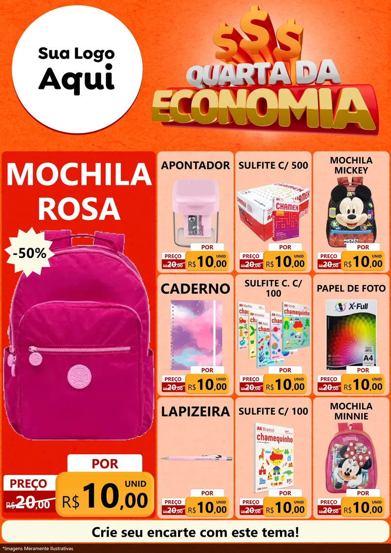 Modelo de Encarte para Encarte A4 Vertical com o tema Quarta da Economia para Papelaria
