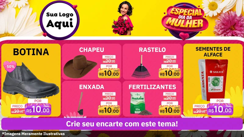 Modelo de TV para TV Horizontal com o tema Especial Dia da Mulher para Agropecuária