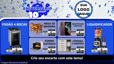 Modelo de TV para TV Horizontal com o tema Promoção de Aniversário - 10 Anos para Móveis e Eletro