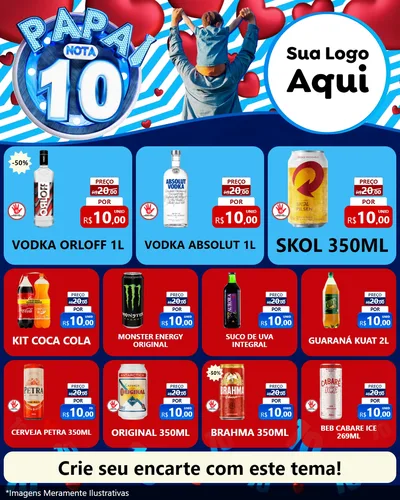 Modelo de Rede Social para Feed Instagram com o tema Papai Nota 10 para Distribuidora de bebidas