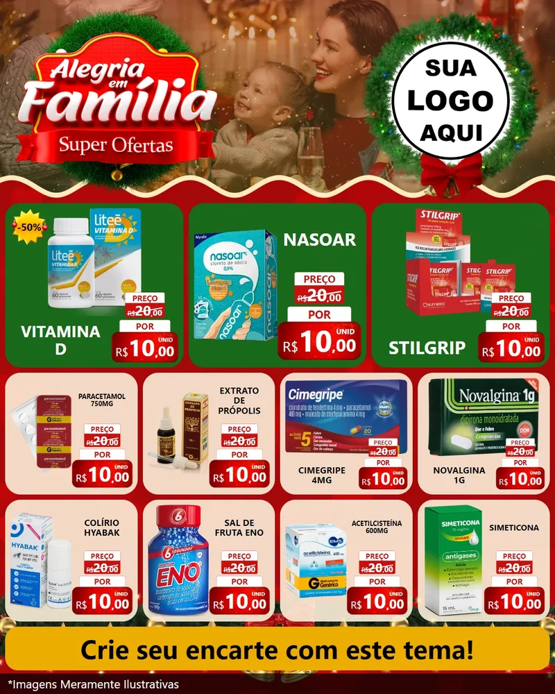 Modelo de Rede Social para Feed Instagram com o tema Alegria Em Família - Super Ofertas para Farmácia