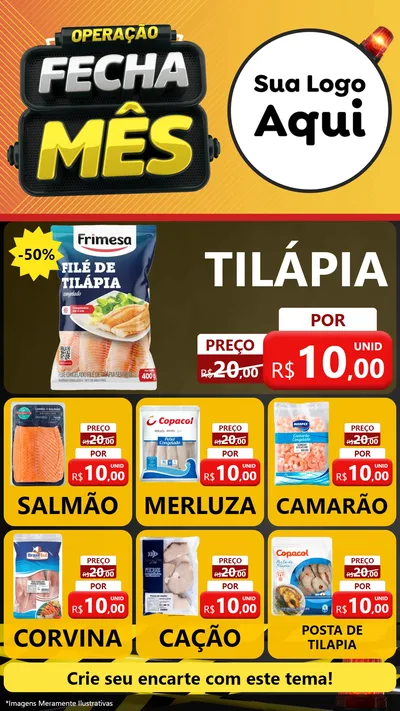 Modelo de Rede Social para Stories com o tema Operação Fecha Mês para Peixaria