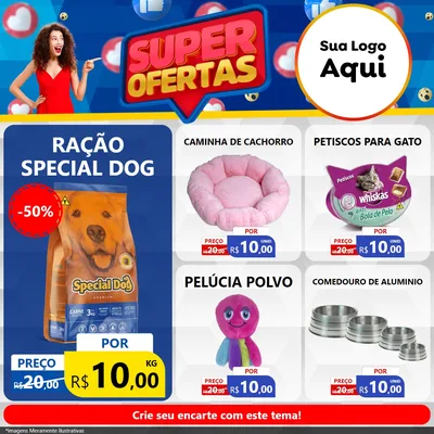 Modelo de Rede Social para Feed Facebook com o tema Super Ofertas para Pet Shop