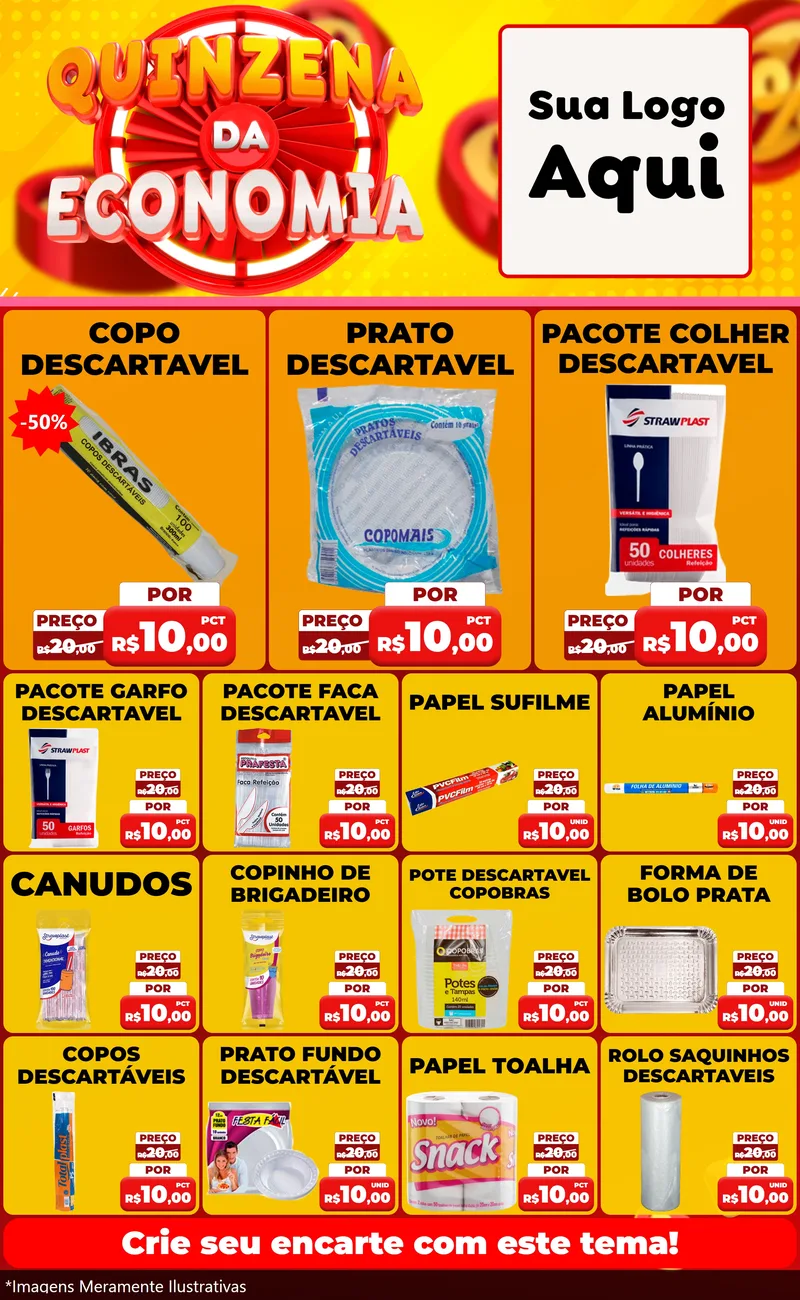 Modelo de Encarte para Encarte Grande com o tema Quinzena Da Economia para Embalagens