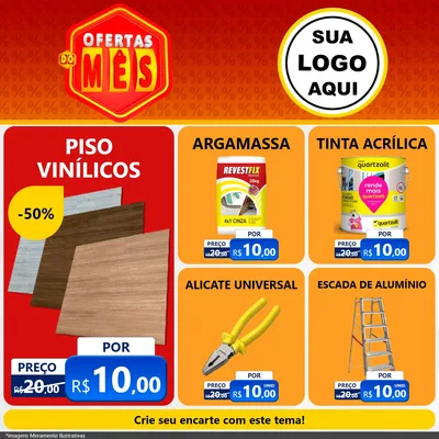 Modelo de Rede Social para Feed Facebook com o tema Ofertas do Mês para Material para Construção