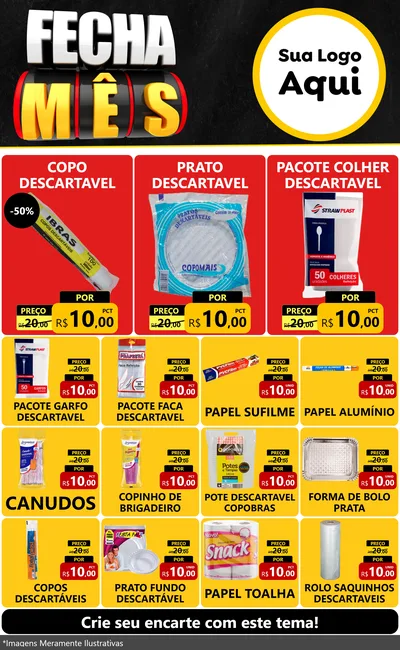 Modelo de Encarte para Encarte Grande com o tema Fecha Mês para Embalagens