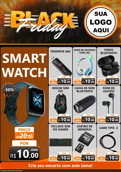Modelo de Encarte para Encarte A4 Vertical com o tema Black Friday para Informática