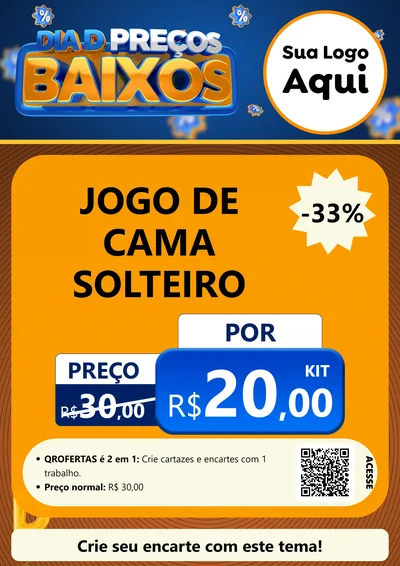 Modelo de Cartaz para Cartaz A4 Vertical com o tema Dia D Preço Baixo para Cama, Mesa e Banho