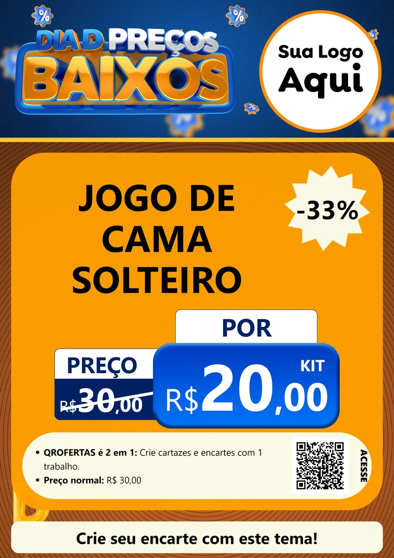 Modelo de Cartaz para Cartaz A4 Vertical com o tema Dia D Preço Baixo para Cama, Mesa e Banho