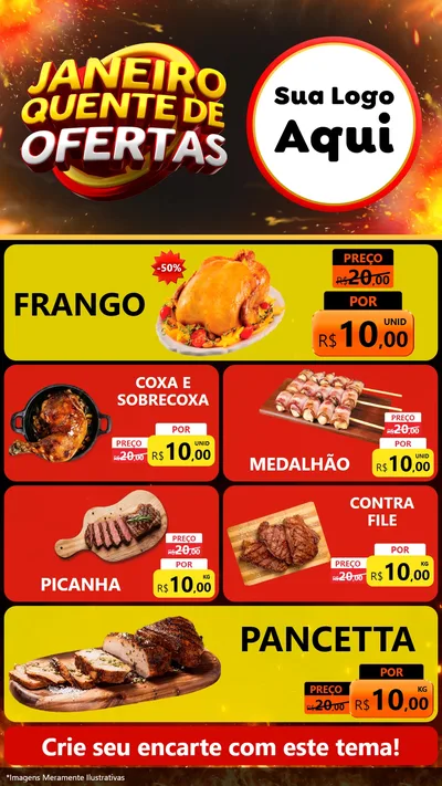 Modelo de TV para TV Vertical com o tema Janeiro Quente de Ofertas para Assados