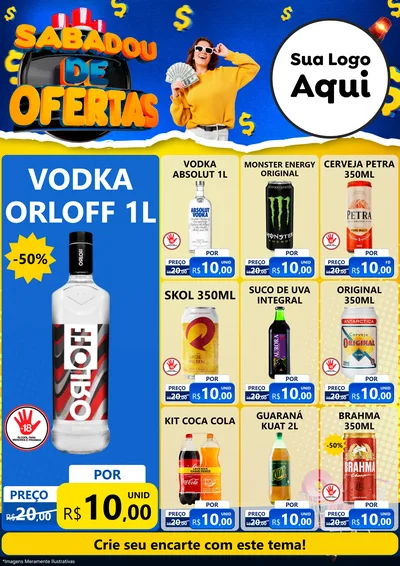 Modelo de Encarte para Encarte A4 Vertical com o tema Sabadou de Ofertas para Distribuidora de bebidas