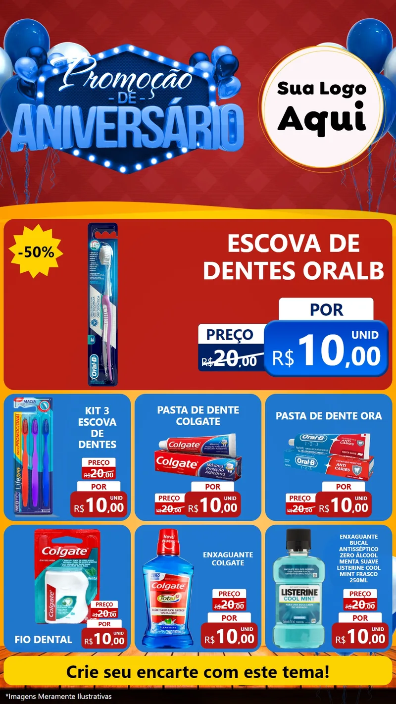 Modelo de Rede Social para Stories com o tema Promoção de Aniversário para Higiene Pessoal