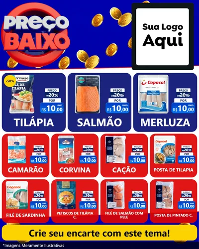 Modelo de Rede Social para Feed Instagram com o tema Preço Baixo para Peixaria