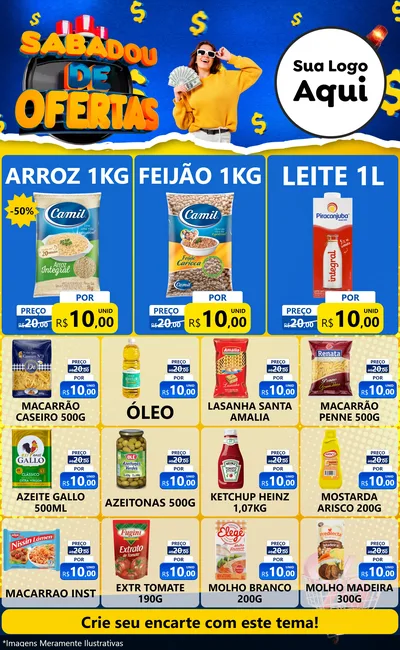 Modelo de Encarte para Encarte Grande com o tema Sabadou de Ofertas para Supermercado