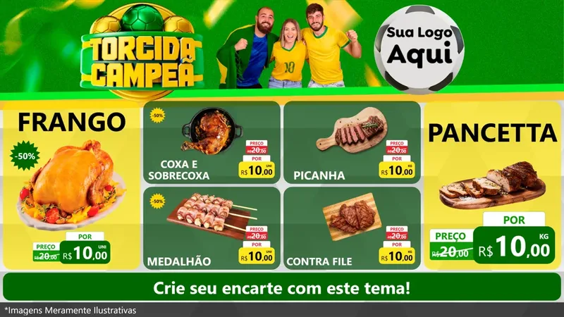 Modelo de TV para TV Horizontal com o tema Torcida Campeã - Copa para Assados