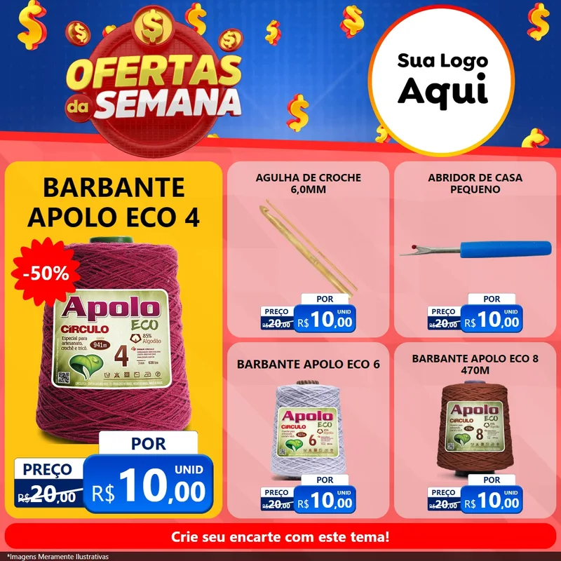 Modelo de Rede Social para Feed Facebook com o tema Ofertas Da Semana para Armarinho e Aviamentos