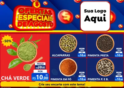 Modelo de Encarte para Encarte A4 Horizontal com o tema Ofertas Especiais de Agosto para Produtos Naturais