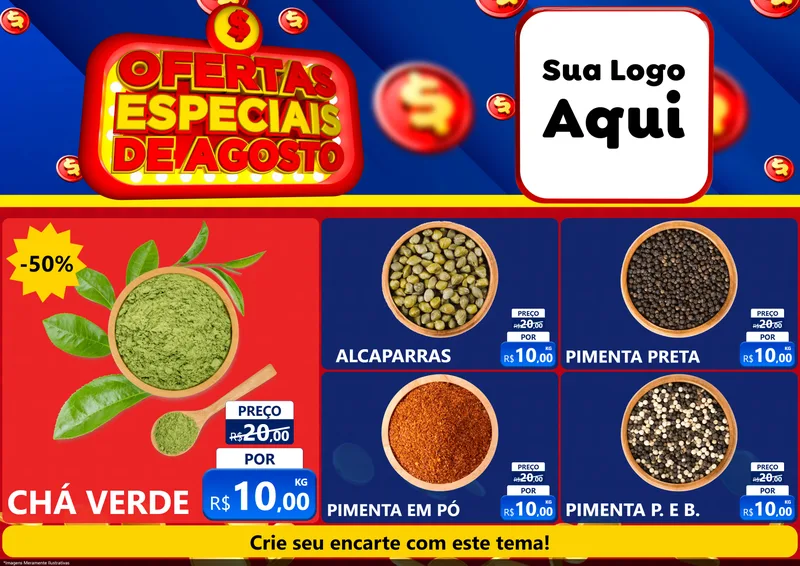 Modelo de Encarte para Encarte A4 Horizontal com o tema Ofertas Especiais de Agosto para Produtos Naturais