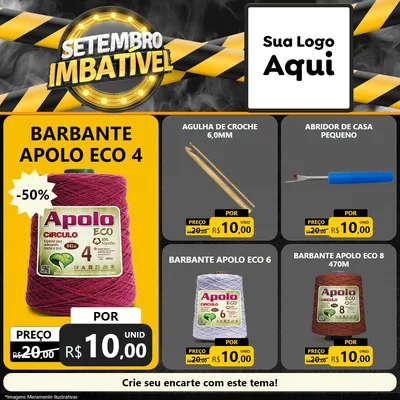 Modelo de Rede Social para Feed Facebook com o tema Setembro Imbatível para Armarinho e Aviamentos