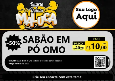Modelo de Cartaz para Cartaz A4 Horizontal com o tema Quarta e Quinta Maluca para Produtos de Limpeza