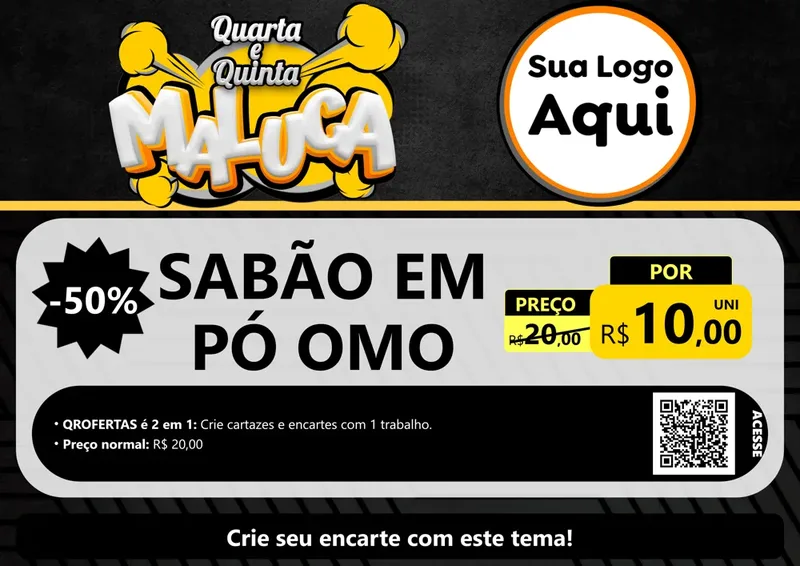 Modelo de Cartaz para Cartaz A4 Horizontal com o tema Quarta e Quinta Maluca para Produtos de Limpeza