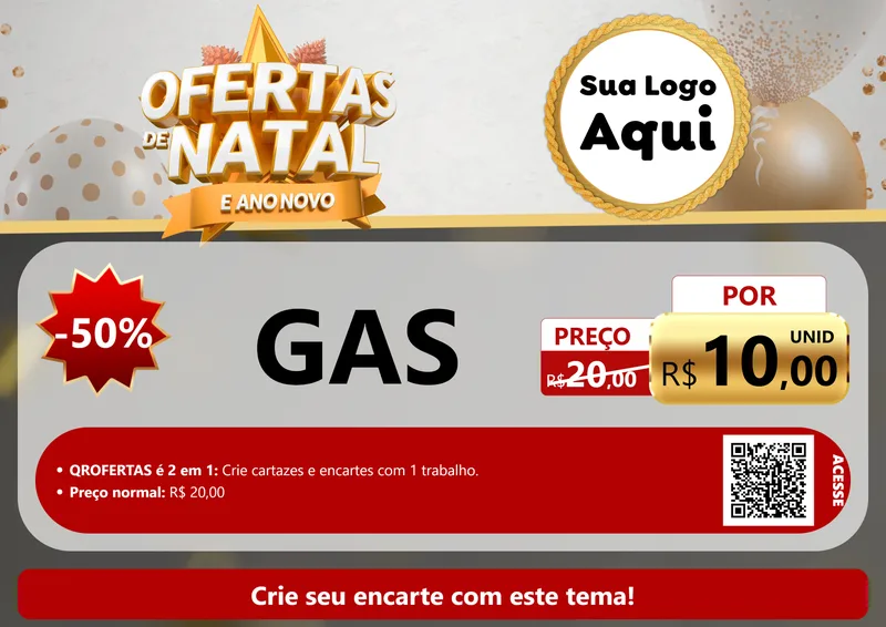Modelo de Cartaz para Cartaz A4 Horizontal com o tema Ofertas De Natal E Ano Novo para Água e gás