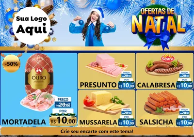 Modelo de Encarte para Encarte A4 Horizontal com o tema Ofertas de Natal para Frios e Laticínios