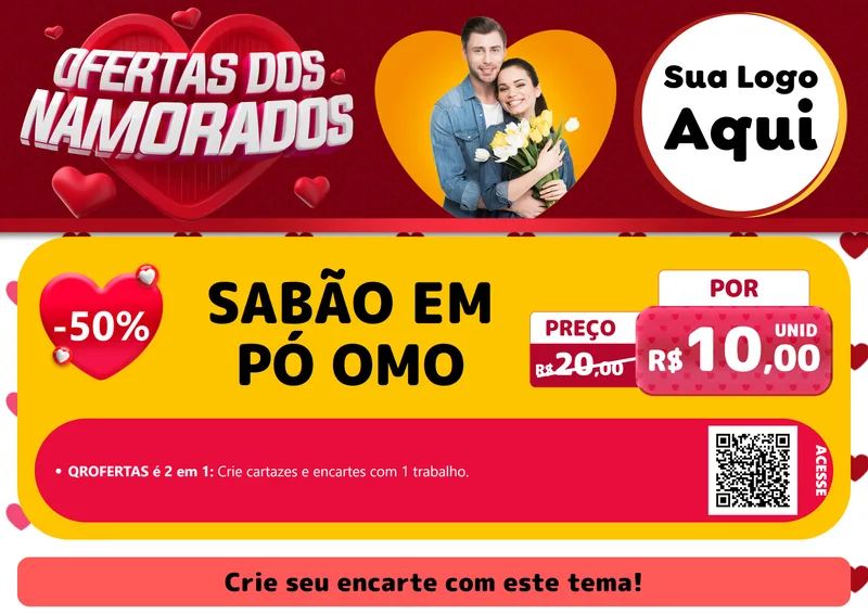 Modelo de Cartaz para Cartaz A4 Horizontal com o tema Ofertas Dos Namorados para Produtos de Limpeza