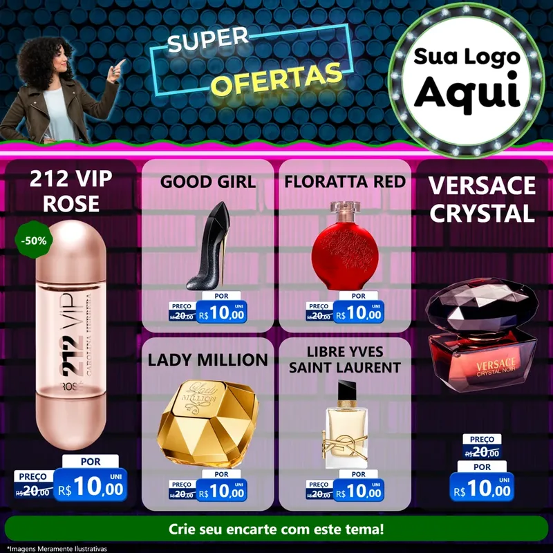 Modelo de Rede Social para Feed Facebook com o tema Super Ofertas para Perfumes