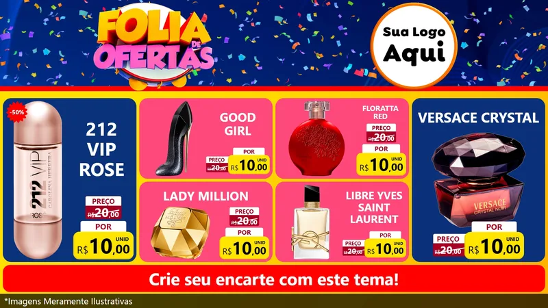 Modelo de TV para TV Horizontal com o tema Folia de Ofertas para Perfumes