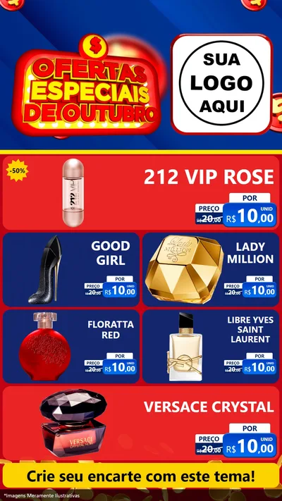 Modelo de TV para TV Vertical com o tema Ofertas Especiais de Outubro para Perfumes