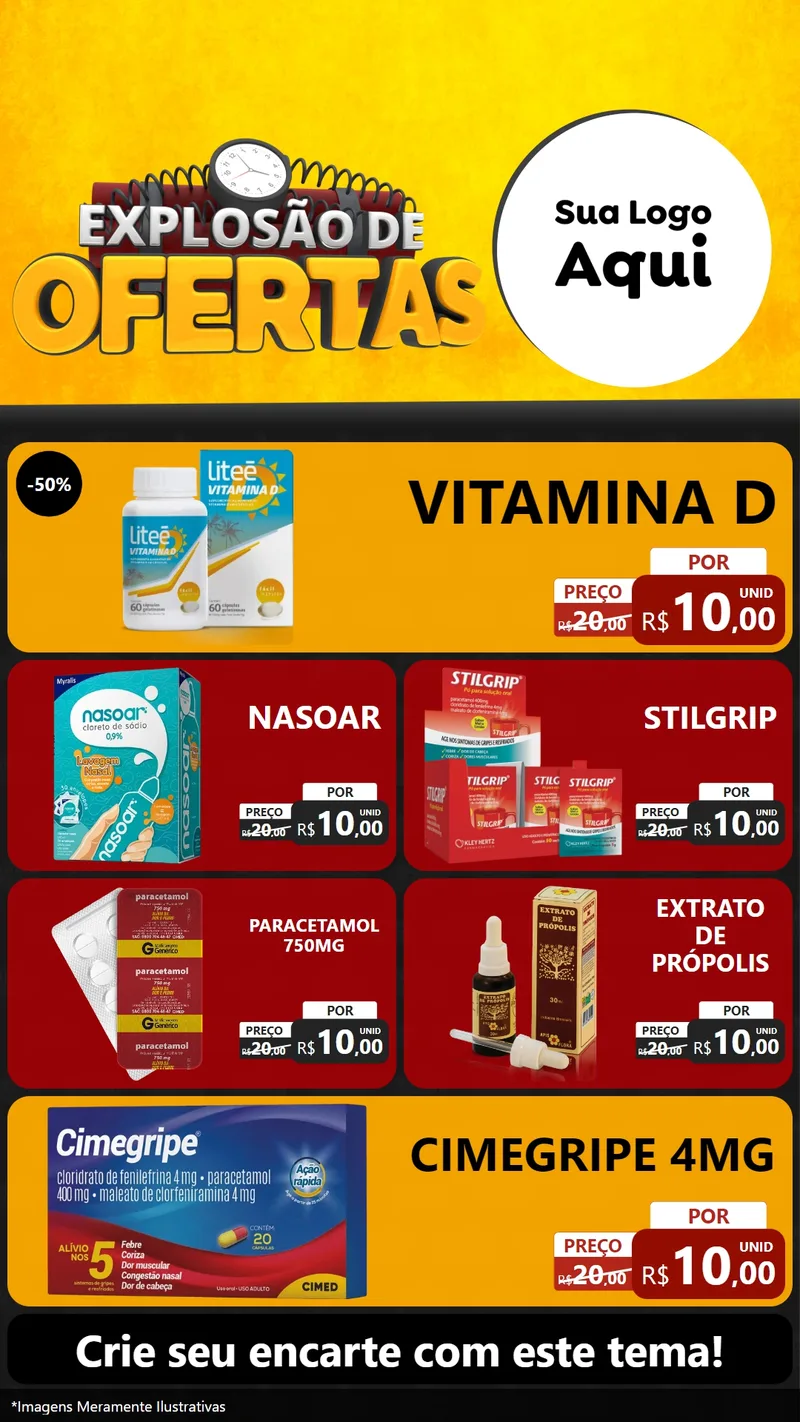 Modelo de TV para TV Vertical com o tema Explosão de Ofertas para Farmácia