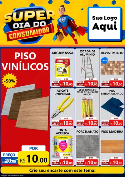 Modelo de Encarte para Encarte A4 Vertical com o tema Super Dia do Consumidor para Material para Construção