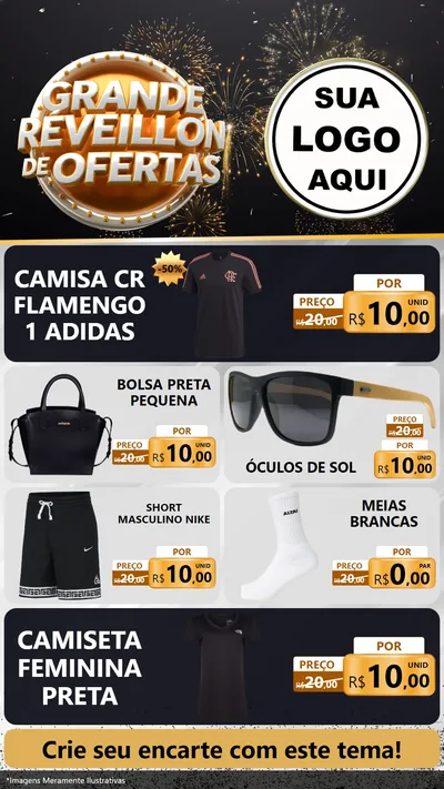 Modelo de TV para TV Vertical com o tema Grande Réveillon de Ofertas para Roupas e acessórios