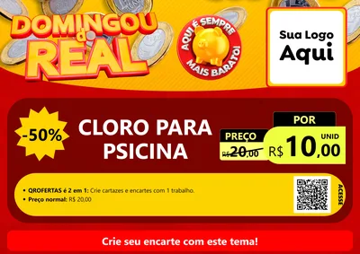 Modelo de Cartaz para Cartaz A4 Horizontal com o tema Domingou do Real para Produtos para Piscina