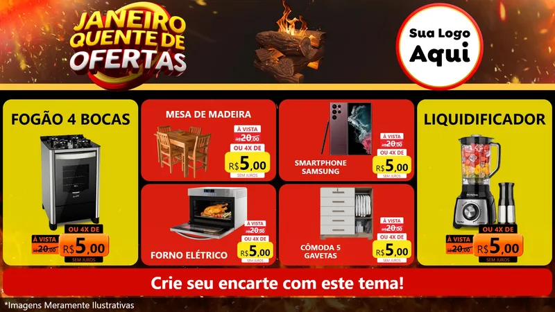 Modelo de TV para TV Horizontal com o tema Janeiro Quente de Ofertas para Móveis e Eletro