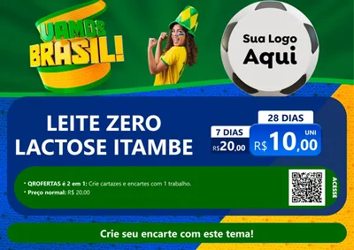 Modelo de Cartaz para Cartaz A4 Horizontal com o tema Vamos Brasil - Copa para Frios e Laticínios