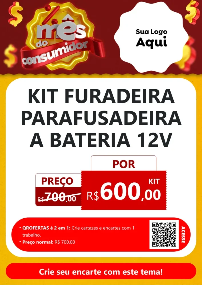 Modelo de Cartaz para Cartaz A4 Vertical com o tema Mês do consumidor para Maquinas e Ferramentas