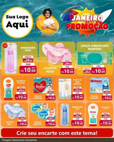 Modelo de Rede Social para Feed Instagram com o tema Janeiro de Promoção para Bebês