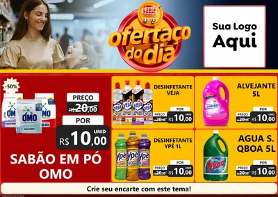 Modelo de Encarte para Encarte A4 Horizontal com o tema Ofertaço Do Dia para Produtos de Limpeza