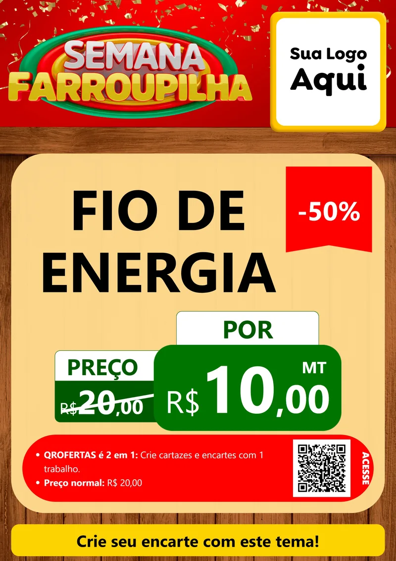 Modelo de Cartaz para Cartaz A4 Vertical com o tema Semana Farroupilha para Materiais Elétricos