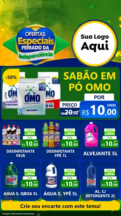 Modelo de Rede Social para Stories com o tema Ofertas Especiais Feriado da Independência para Produtos de Limpeza
