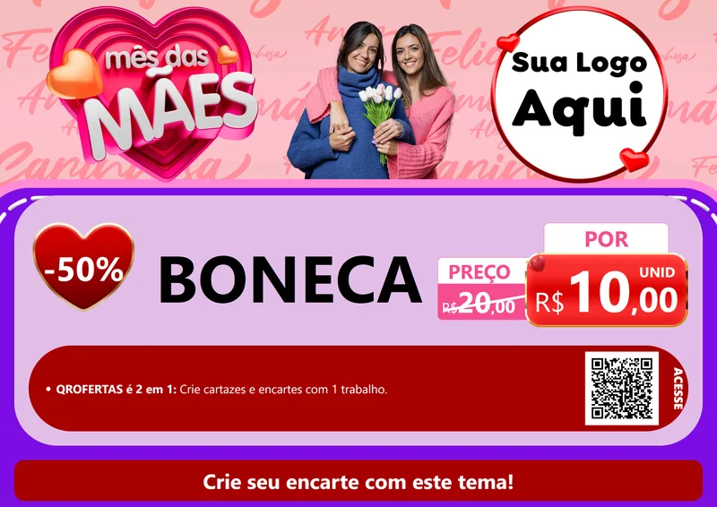 Modelo de Cartaz para Cartaz A4 Horizontal com o tema Mês Das Mães para Brinquedos