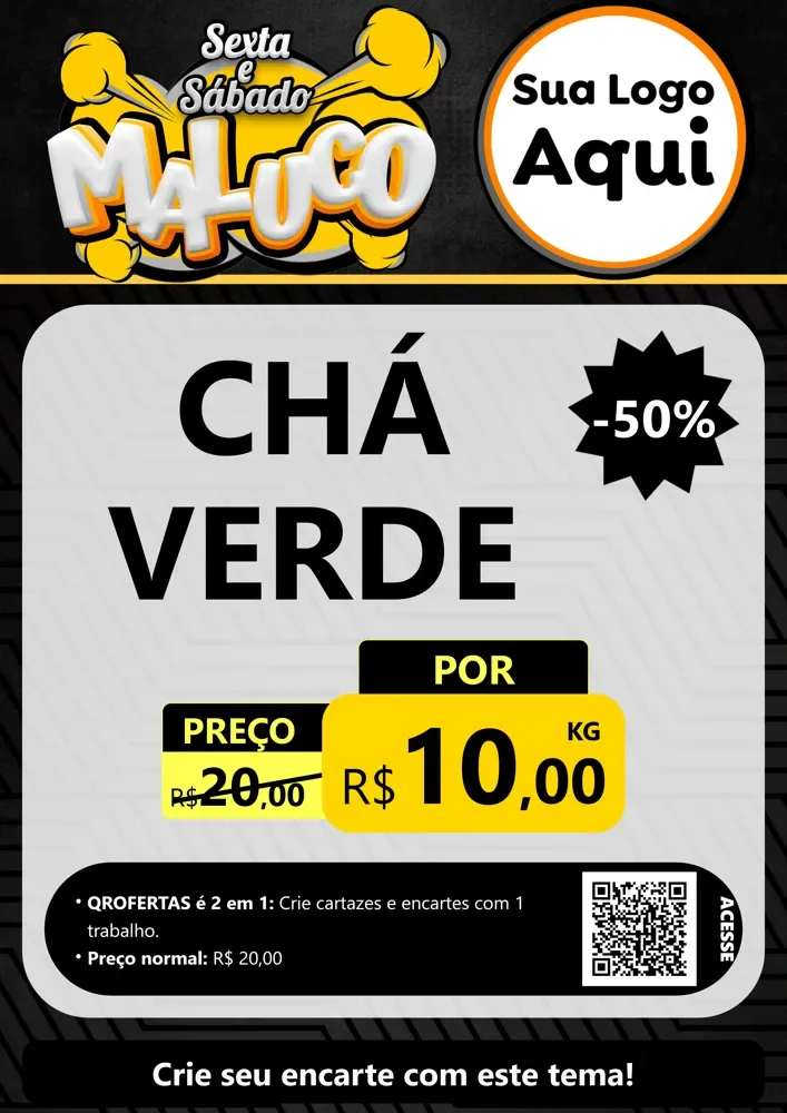 Modelo de Cartaz para Cartaz A4 Vertical com o tema Sexta e Sábado Maluco para Produtos Naturais