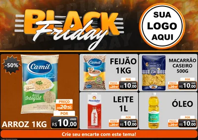 Modelo de Encarte para Encarte A4 Horizontal com o tema Black Friday para Supermercado