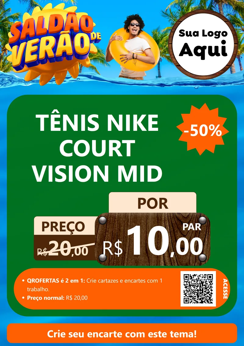 Modelo de Cartaz para Cartaz A4 Vertical com o tema Saldão de Verão para Calçados