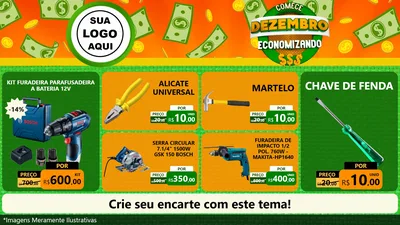 Modelo de TV para TV Horizontal com o tema Comece Dezembro Economizando para Maquinas e Ferramentas