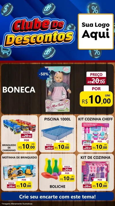 Modelo de Rede Social para Stories com o tema Clube de Descontos para Brinquedos