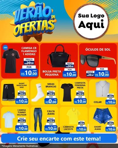 Modelo de Rede Social para Feed Instagram com o tema Verão de Ofertas para Roupas e acessórios